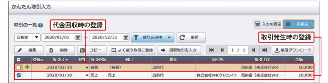 売掛取引の場合は帳簿を2回付ける